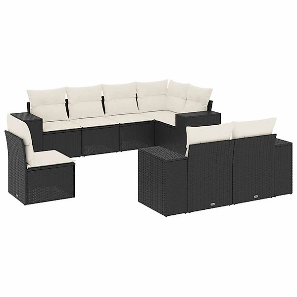 vidaXL 8-Tlg Garten-Sofagarnitur mit Kissen Schwarz Poly Rattan 3255173 günstig online kaufen