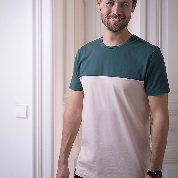Olav - Halfbase T-shirt Aus Biobaumwoll-mix, Grün-beige günstig online kaufen