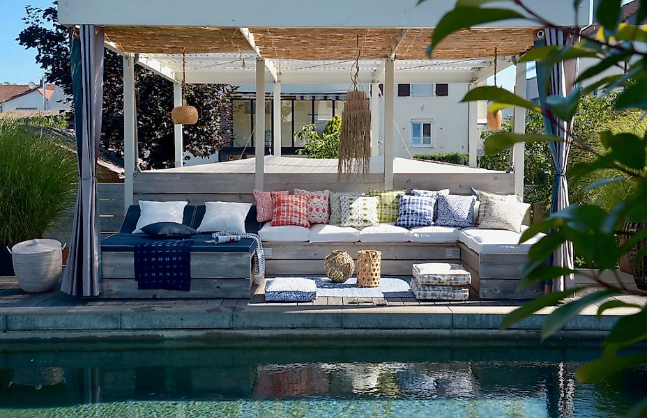 H.O.C.K. Palettenkissen "Badu Batik Steel Outdoor" Matratzenkissen günstig online kaufen