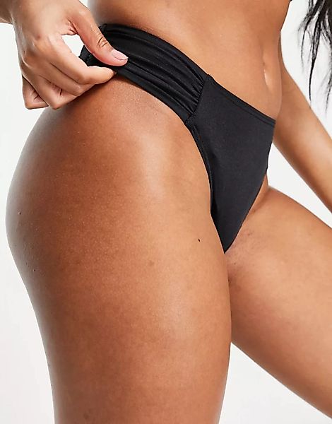 Pour Moi – Cote D'Azure – Bikinihose mit hohem Beinausschnitt in Schwarz günstig online kaufen