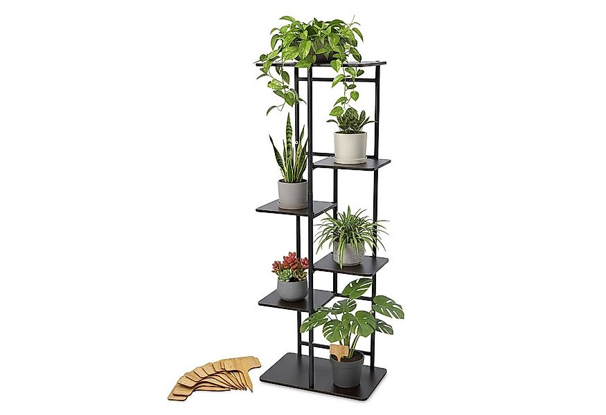 Spetebo Regal Metall Pflanzenständer schwarz mit 5 Ebenen aus Holz - 106 x günstig online kaufen