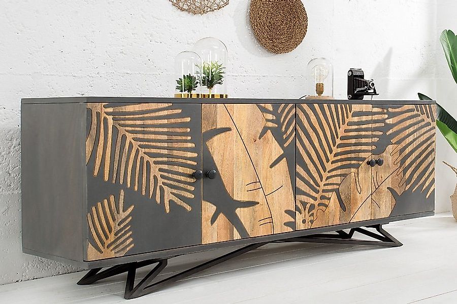 riess-ambiente Sideboard TROPICAL 160cm natur / grau, Massivholz · Florales günstig online kaufen