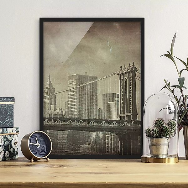 Bild mit Rahmen Architektur & Skyline - Hochformat Vintage New York günstig online kaufen