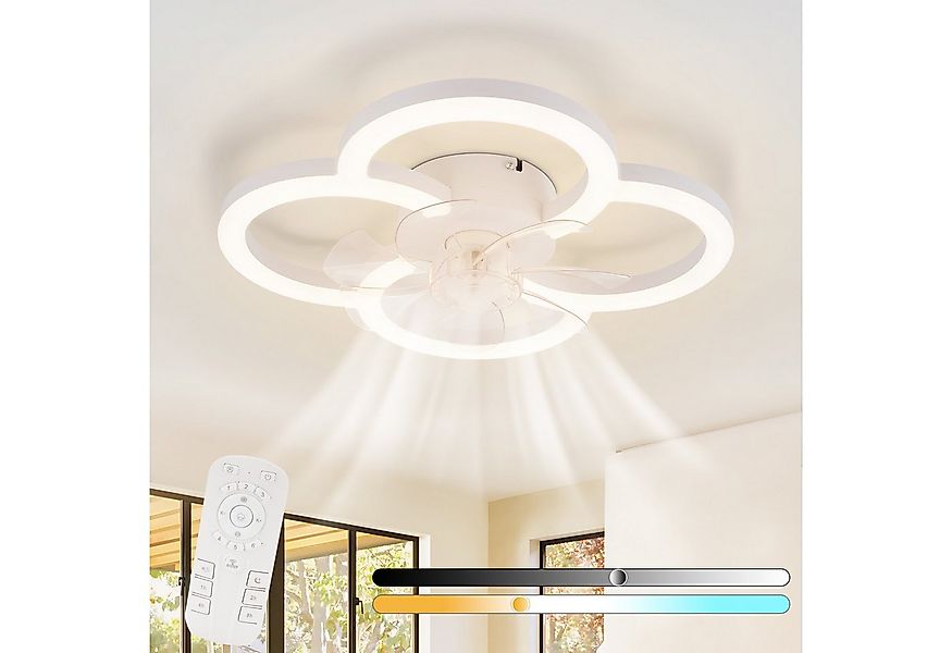 ZMH Deckenventilator Mit Beleuchtung Leise 6-Gang Modern Deckenleuchte Dimm günstig online kaufen