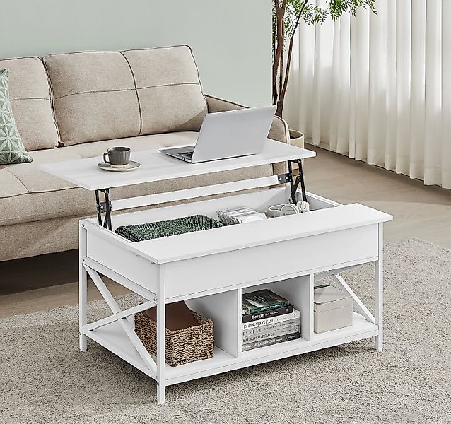 VASAGLE Couchtisch Wohnzimmertisch, offener und versteckter Stauraum, X-Str günstig online kaufen