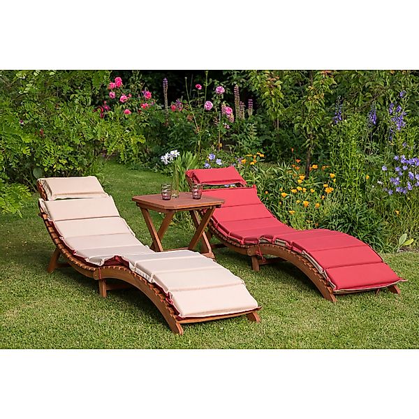 Merxx Ipanema Gartenliegen-Set 3-tlg. Hocker 50 x 50 cm mit Kissen günstig online kaufen
