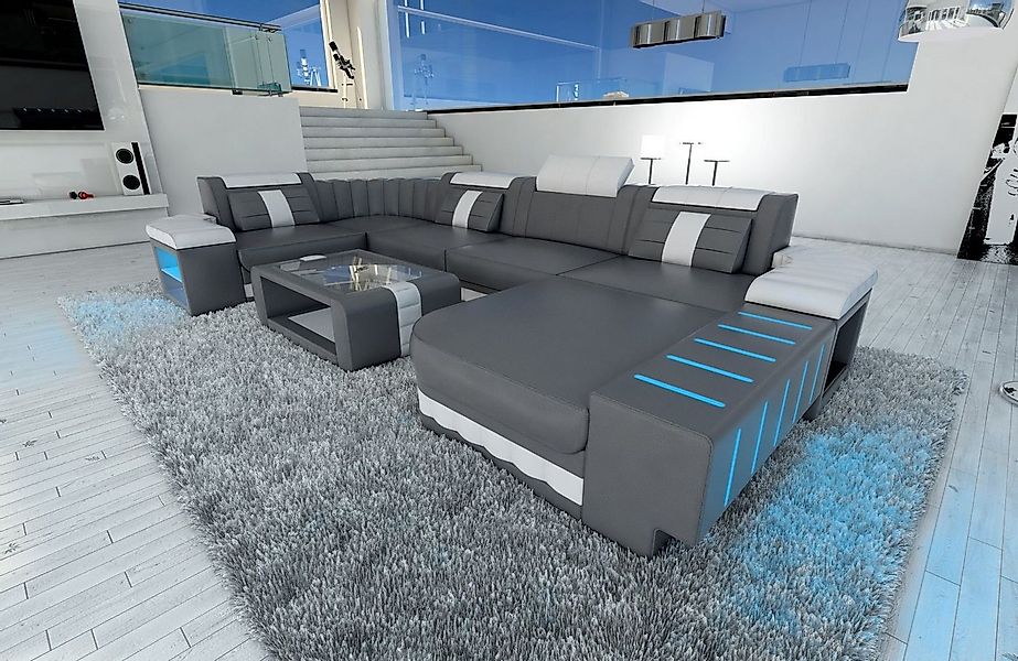 Sofa Dreams Wohnlandschaft Ledercouch Bellagio U Form Ledersofa Sofa Leder, günstig online kaufen