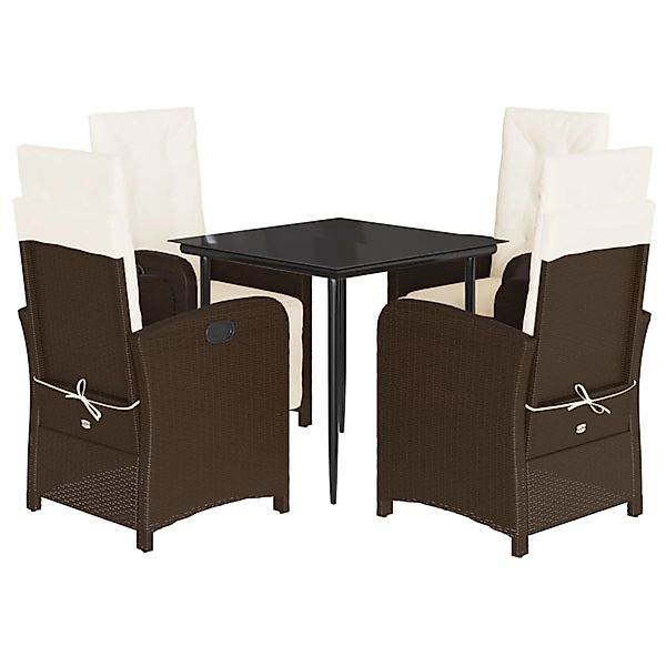 vidaXL 5-Tlg Garten-Essgruppe mit Kissen Braun Poly Rattan 3212332 günstig online kaufen