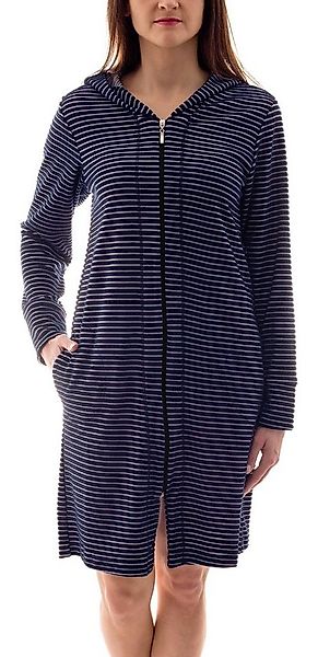 Aquarti Damenbademantel Damen Bademantel Morgenmantel Reißverschluss Streif günstig online kaufen