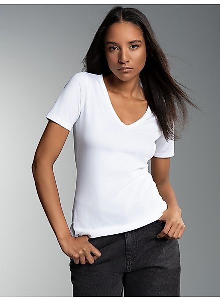 Trigema T-Shirt TRIGEMA V-Shirt aus Baumwolle/Elastan günstig online kaufen