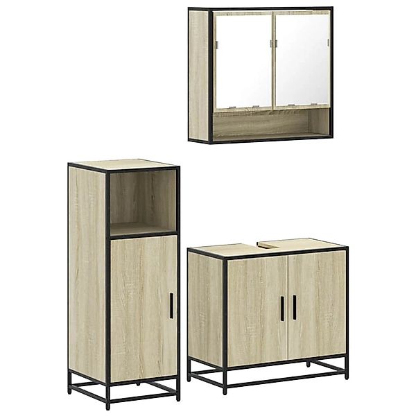 vidaXL 3-Tlg Badmöbel-Set Sonoma-Eiche Holzwerkstoff 3300976 günstig online kaufen