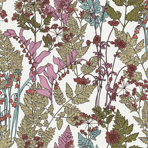 PROFHOME 377513-GU Blumen Tapete Floral Matt Creme Grün Blau 0,53 m x 10,05 günstig online kaufen