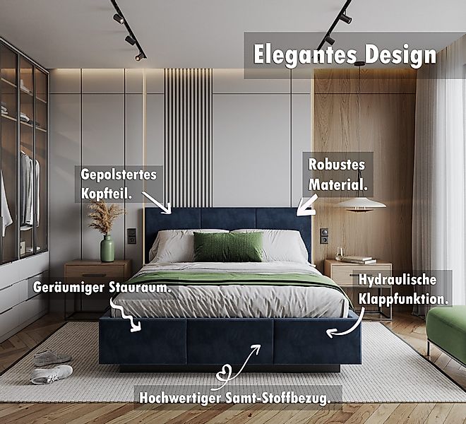 thematys Polsterbett Stauraumbett aus Velours 90x200, günstig online kaufen