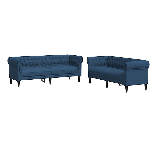 vidaXL Sofa 2-tlg. Sofagarnitur Blau Stoff günstig online kaufen
