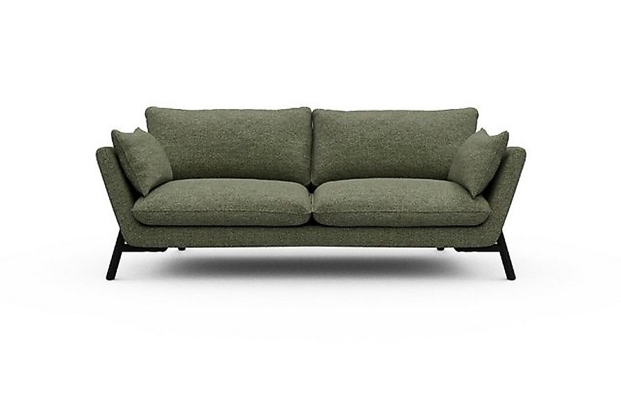 moebelfaktor Sofa Emil 3-Sitzer Beinfarbe Eiche Schwarz, schräg gestellte A günstig online kaufen