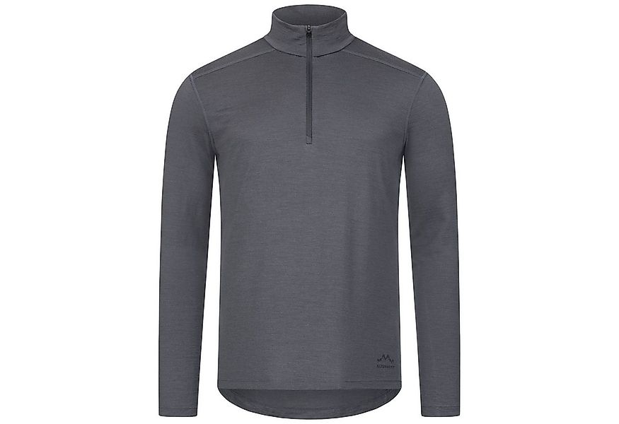Alpenwert Funktionsshirt Herren Zip-Pullover aus 100% Merinowolle – atmungs günstig online kaufen