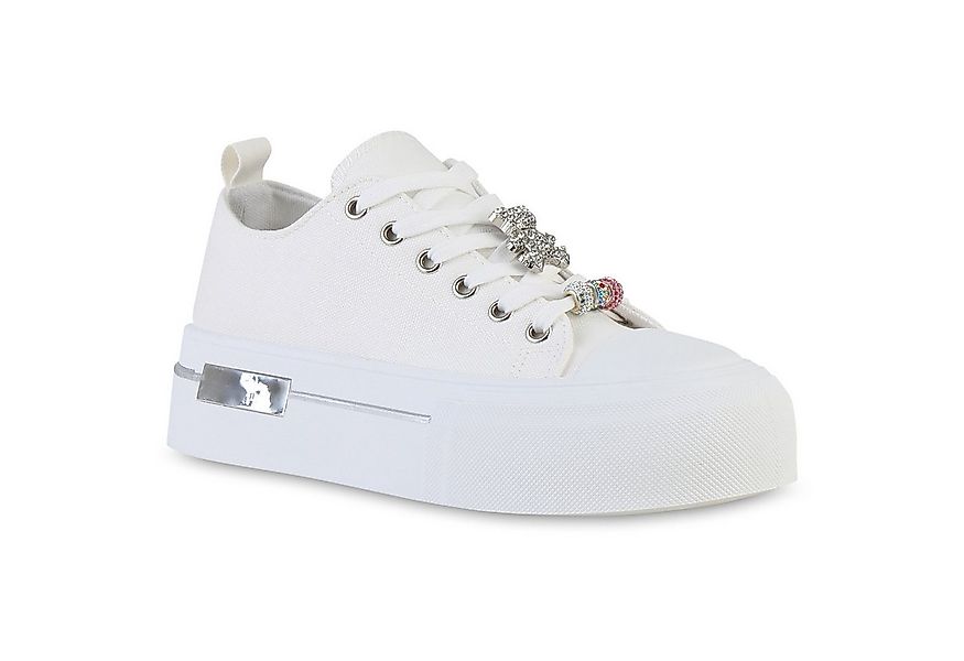 VAN HILL 841715 Plateausneaker Damen Plateau Sneaker Schnürer Strass Zierpe günstig online kaufen