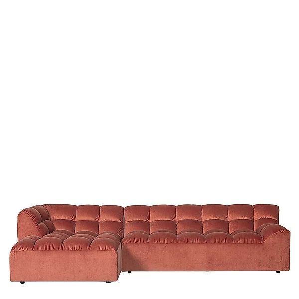 Ecksofa Couch in Apricot aus Samt günstig online kaufen