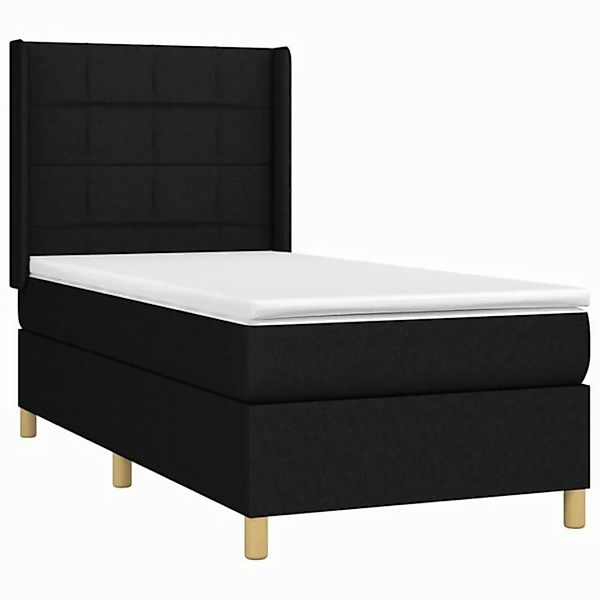 vidaXL Bett Boxspringbett mit Matratze & LED Schwarz 90x190 cm Stoff günstig online kaufen