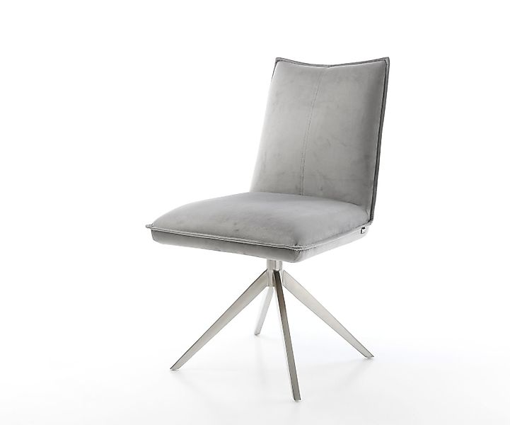 Drehstuhl Lelio-Flex Samt Grau Kreuzgestell breit Edelstahl 360° drehbar Wi günstig online kaufen