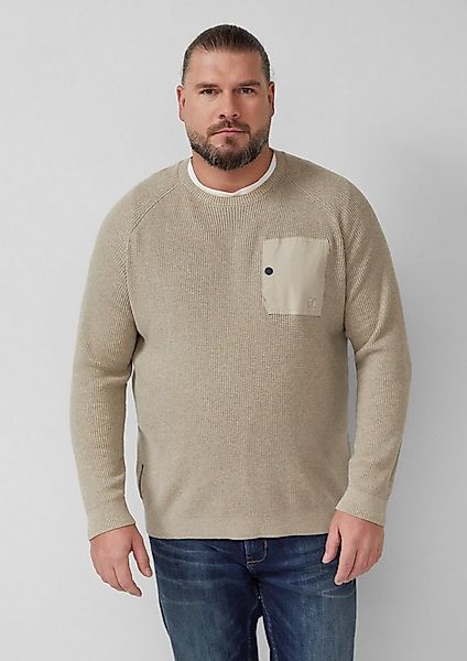 s.Oliver Longpullover Strickpullover Baumwoll-Pullover mit aufgesetzter Bru günstig online kaufen