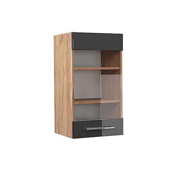 Vicco Küchenglasschrank Fame-Line Anthrazit Hochglanz/Goldkraft Eiche 40 cm günstig online kaufen