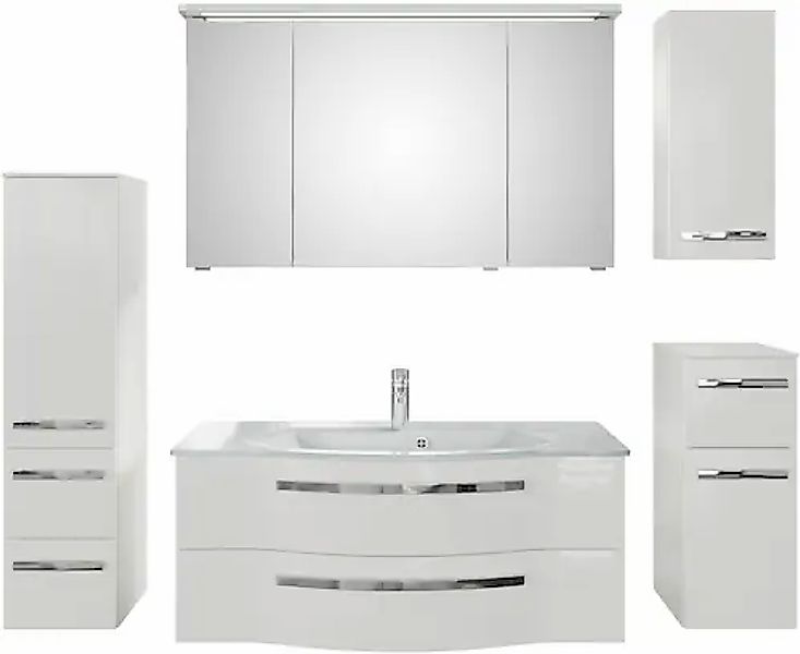 Saphir Badmöbel-Set »Serie 4005, vormontiert, Glaswaschbecken, Spiegelschra günstig online kaufen