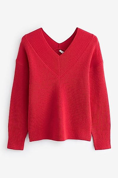 Next V-Ausschnitt-Pullover Gerippter Pullover mit V-Ausschnitt, Kurzgröße ( günstig online kaufen