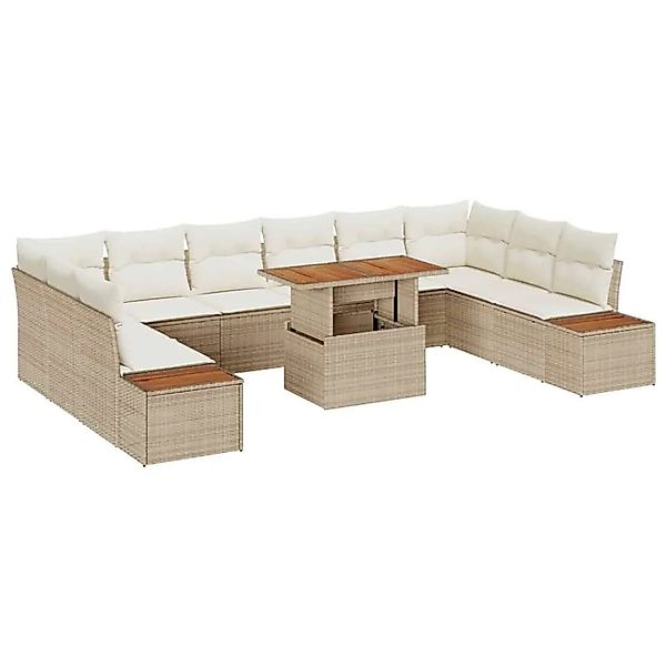 vidaXL Garten Essgruppe mit Kissen 11-Tlg Beige und Creme 3350108 günstig online kaufen