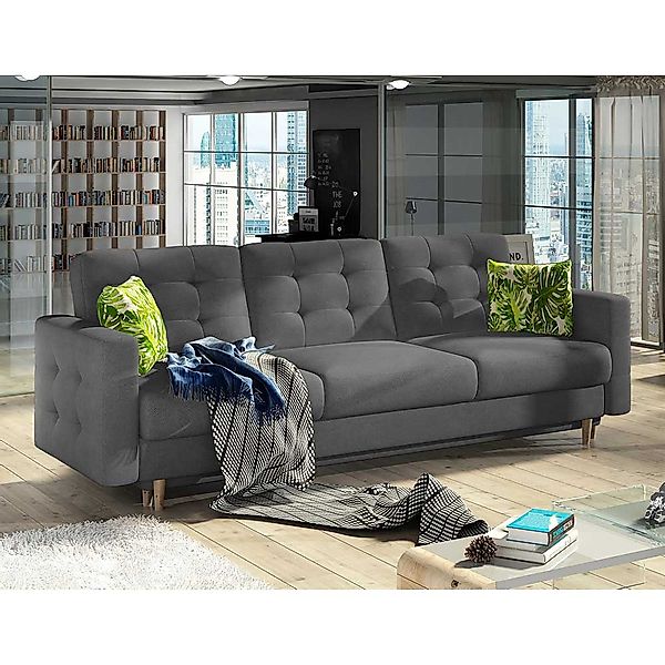 Schlafsofa Couch in Grau mit Punktsteppungen günstig online kaufen