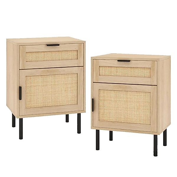Costway Nachttisch Rattan 2er Set 45 x 30 x 59 cm Natur günstig online kaufen