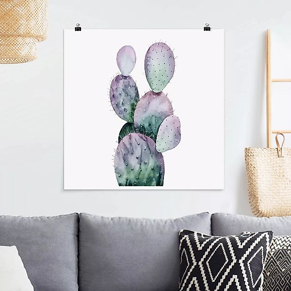 Poster Blumen - Quadrat Kaktus in Lila II günstig online kaufen