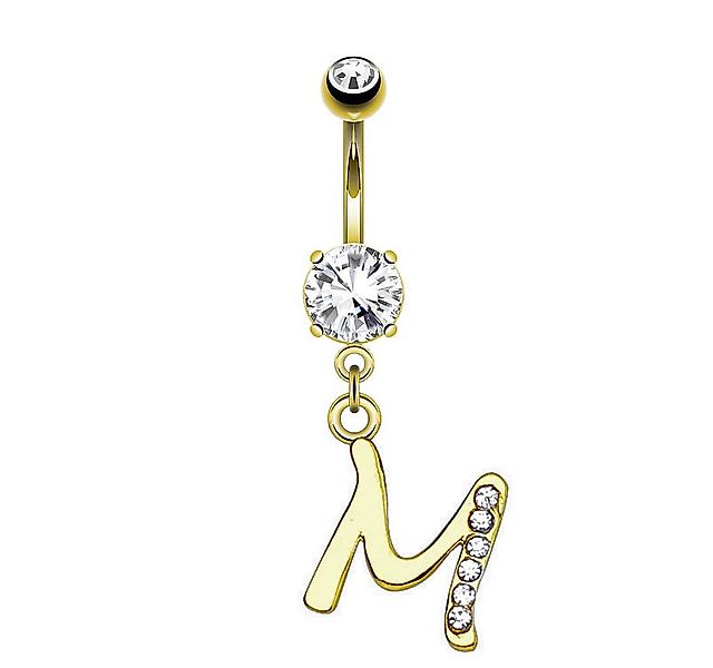 Taffstyle Bauchnabelpiercing Banane Stecker vergoldet Kristall Buchstabe An günstig online kaufen