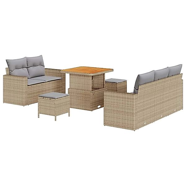 vidaXL Garten-Sofa-Set Höhenverstellbar 8-Tlg Beige Poly Rattan 3361557 günstig online kaufen