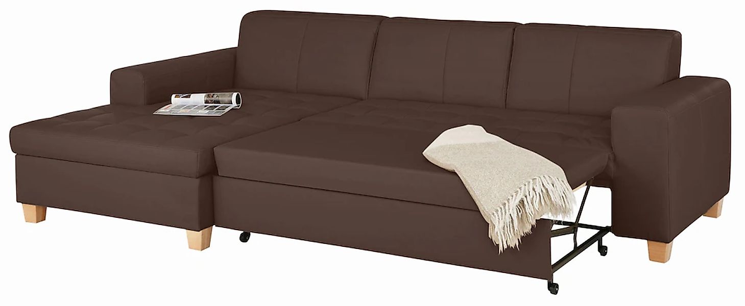 Home affaire Ecksofa »Corby L-Form« wahlweise mit Bettfunktion, Steppung au günstig online kaufen