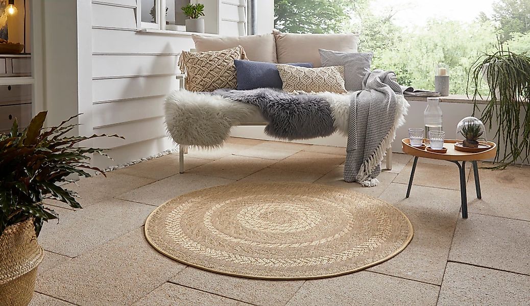 NORTHRUGS Teppich "Almendro" rund 6 mm Höhe Sisal Optik, Robust, Pflegeleic günstig online kaufen