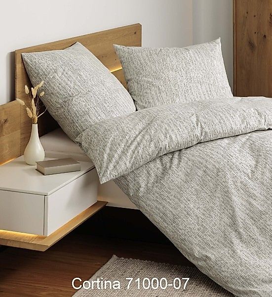 Janine Janine Soft-Cotton Bettwäsche CORTINA 71000 natur grau Größe:  135x2 günstig online kaufen