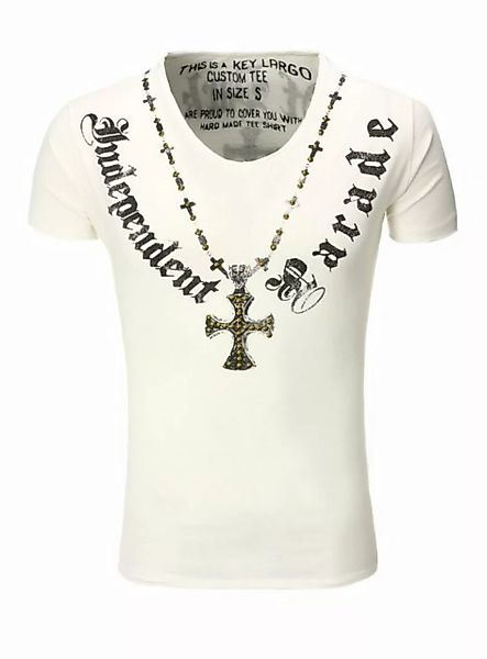 Key Largo T-Shirt T-Shirt Independent Kreuz Nieten Print Motiv vintage Look günstig online kaufen