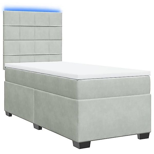 vidaXL Bett Boxspringbett mit Matratze Hellgrau 90x190 cm Samt günstig online kaufen