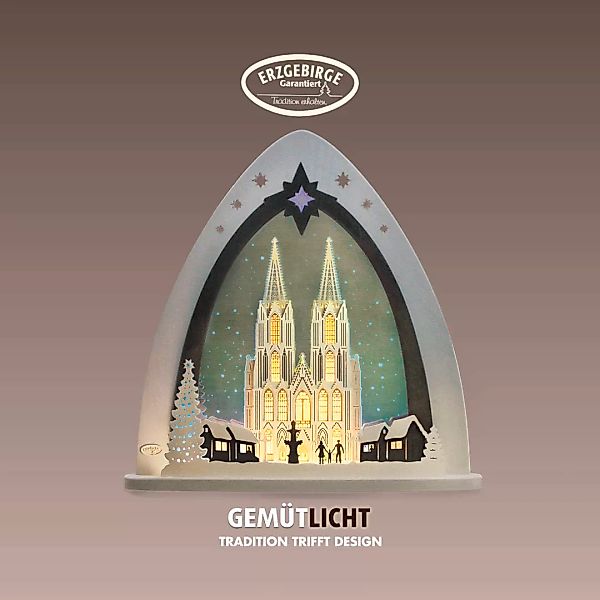 Weigla LED Lichterbogen "Kölner Dom, moderne Lichterspitze aus Holz & Acryl günstig online kaufen