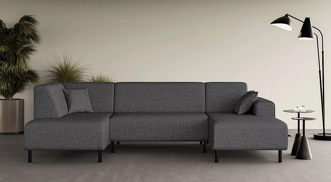 Home affaire Wohnlandschaft "ARROS U-Form mit Wellenunterfederung, Maße B/T günstig online kaufen