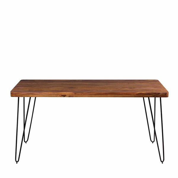 Esszimmertisch aus Sheesham Massivholz Metall Schwarz günstig online kaufen