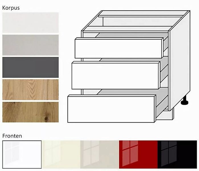 Feldmann-Wohnen Unterschrank Platinum (Platinium, 1-St) 80cm Front- & Korpu günstig online kaufen