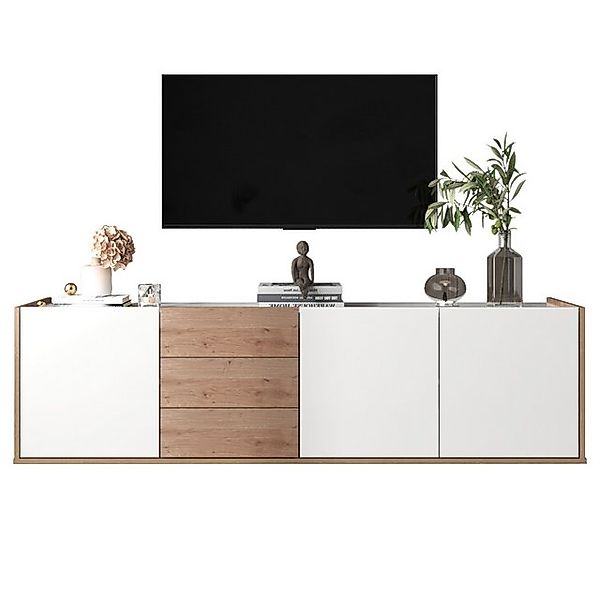 MODFU TV-Schrank Lowboard Fernsehtisch (mit 3 Schubladen und 3 Türen) mit P günstig online kaufen