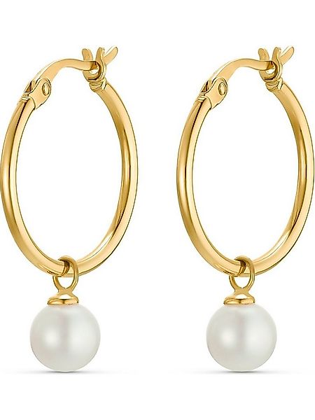 CHRIST Paar Creolen CHRIST Damen-Creolen 375er Gelbgold Süßwasserperle (Paa günstig online kaufen