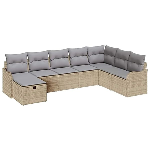 vidaXL Sofa Set mit Kissen mit Speicher Beige und Hellgrau Poly-Rattan 3359 günstig online kaufen