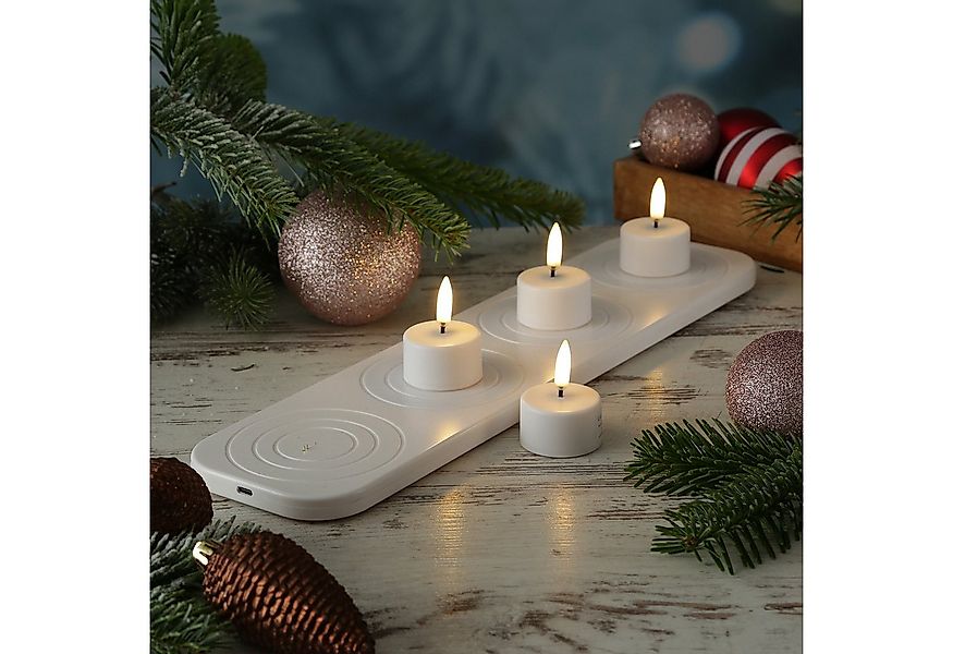 UYUNI Lighting LED-Kerze LED Mini Teelichter 4 Stück mit Ladestation Timer günstig online kaufen