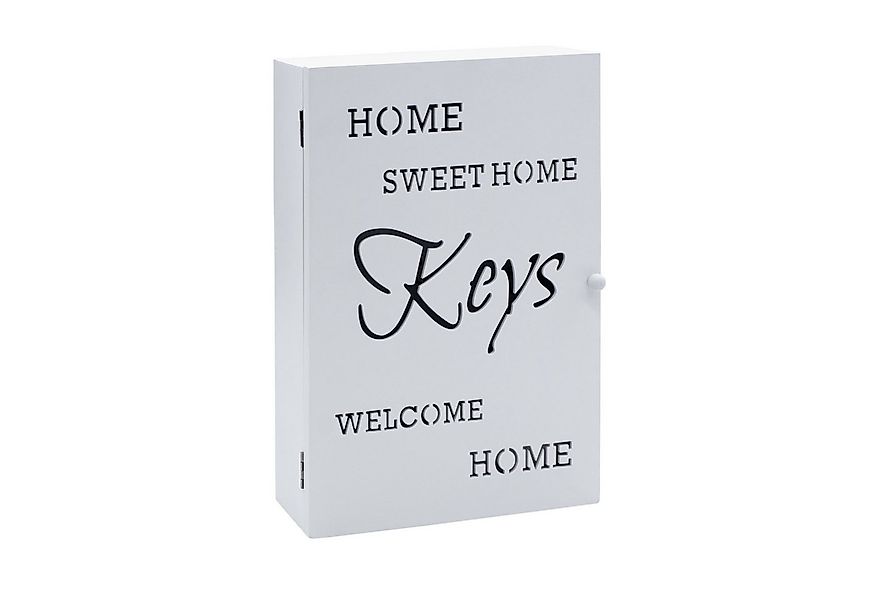 Spetebo Schlüsselkasten Holz Schlüsselkasten weiß mit 6 Haken - 32 x 22 cm günstig online kaufen