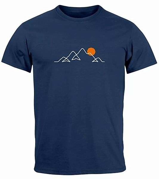Neverless Print-Shirt Herren T-Shirt Frontprint Line-Art Berge Wandern Natu günstig online kaufen