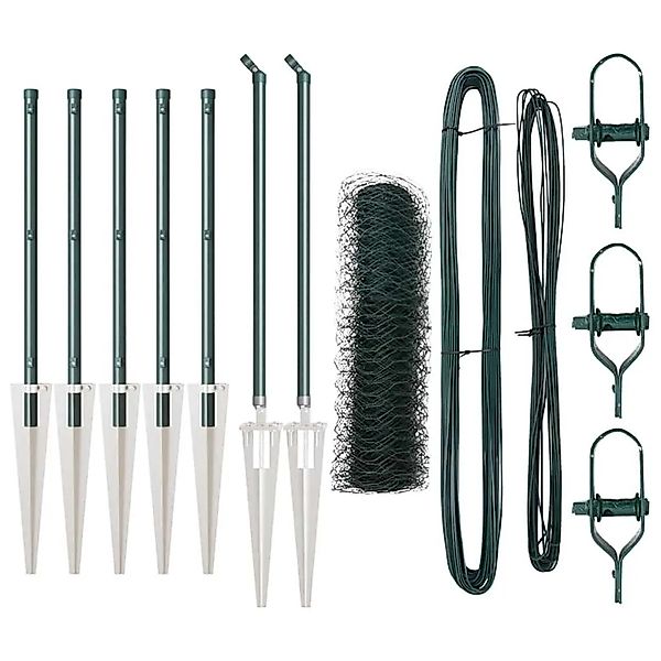 vidaXL Zaunpfosten Grün 10 x 0,8 m 50 mm Masche Stahl und PVC 3353057 günstig online kaufen